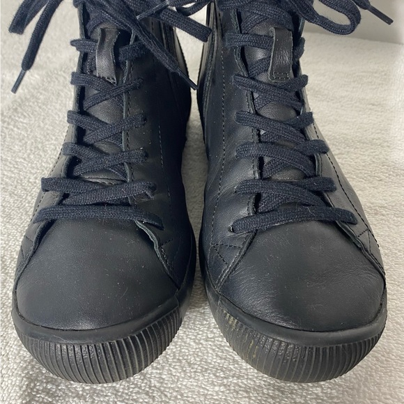 Softinos Black Leather Lace Up High Top Sneakers - Picture 11 of 12